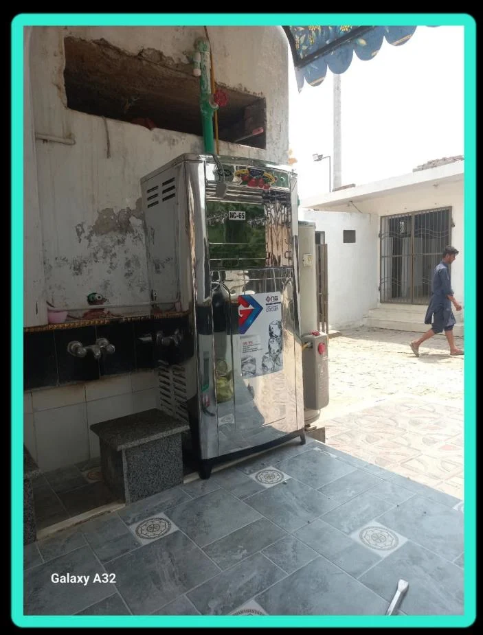 The drinking-water cooler installed at the Western Graveyard, Mianwal Ranjha